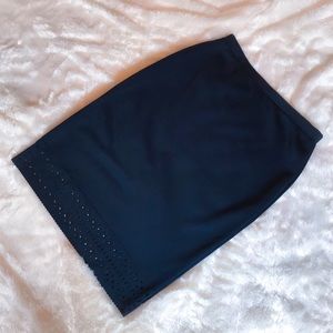 Elegant Navy Cutout Midi Skirt